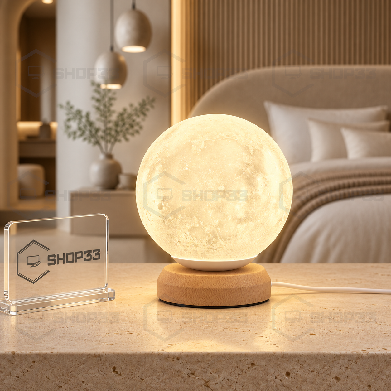 3D Mesec Lampa sa Postoljem 13cm