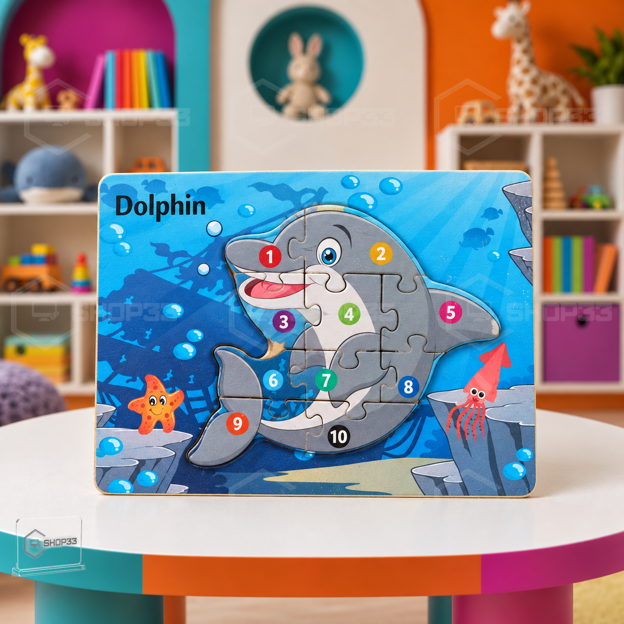 Delfin Drvena Slagalica sa Brojevima 36 Delova - Image 5