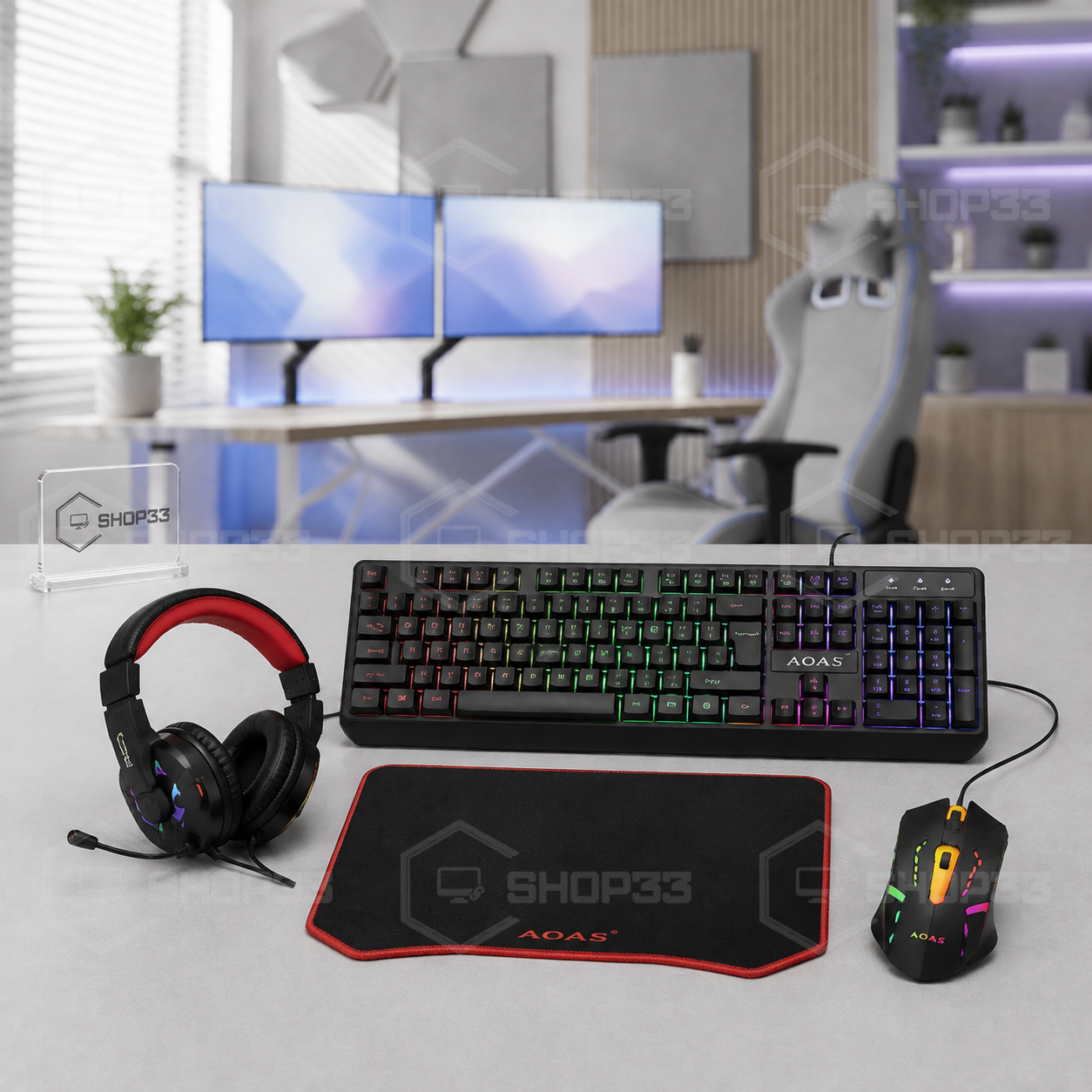 AOAS 4u1 Gaming Set RGB Crni - Image 3