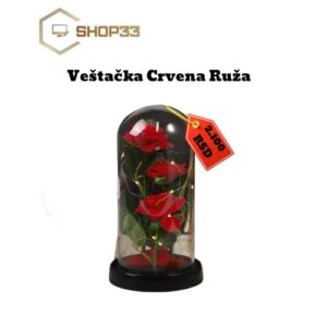Veštačka Crvena Ruža u Staklenoj Kupoli