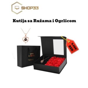 Poklon Kutija sa ružama i ogrlicom