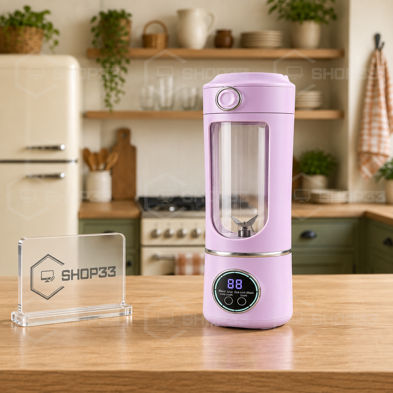 LCD Prenosivi Blender Roze USB