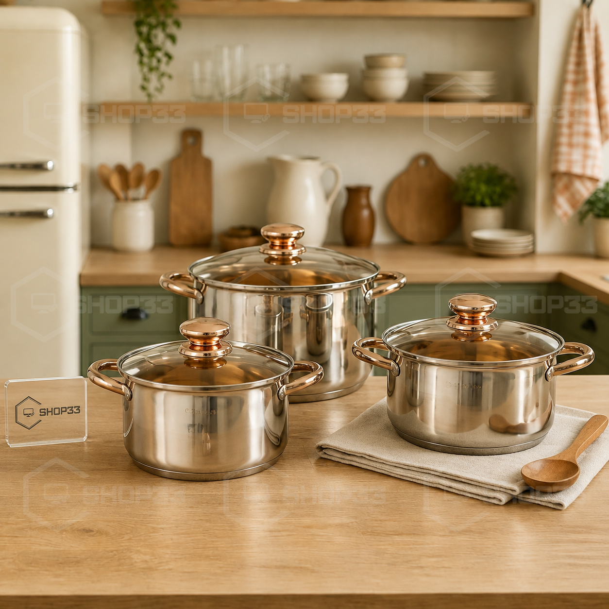 SET Inox Lonaca sa Staklenim Poklopcima