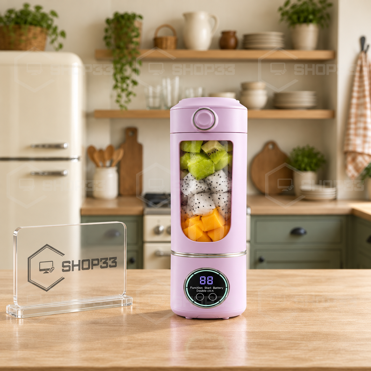 LCD Prenosivi Blender Roze USB - Image 5