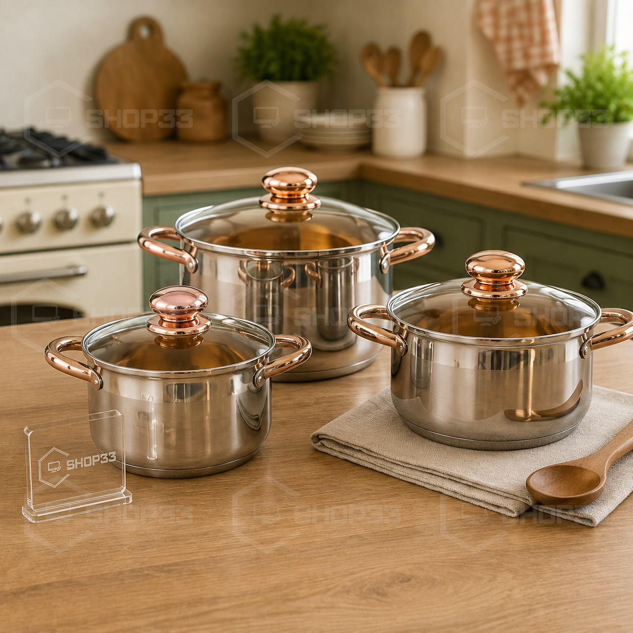 SET Inox Lonaca sa Staklenim Poklopcima - Image 4