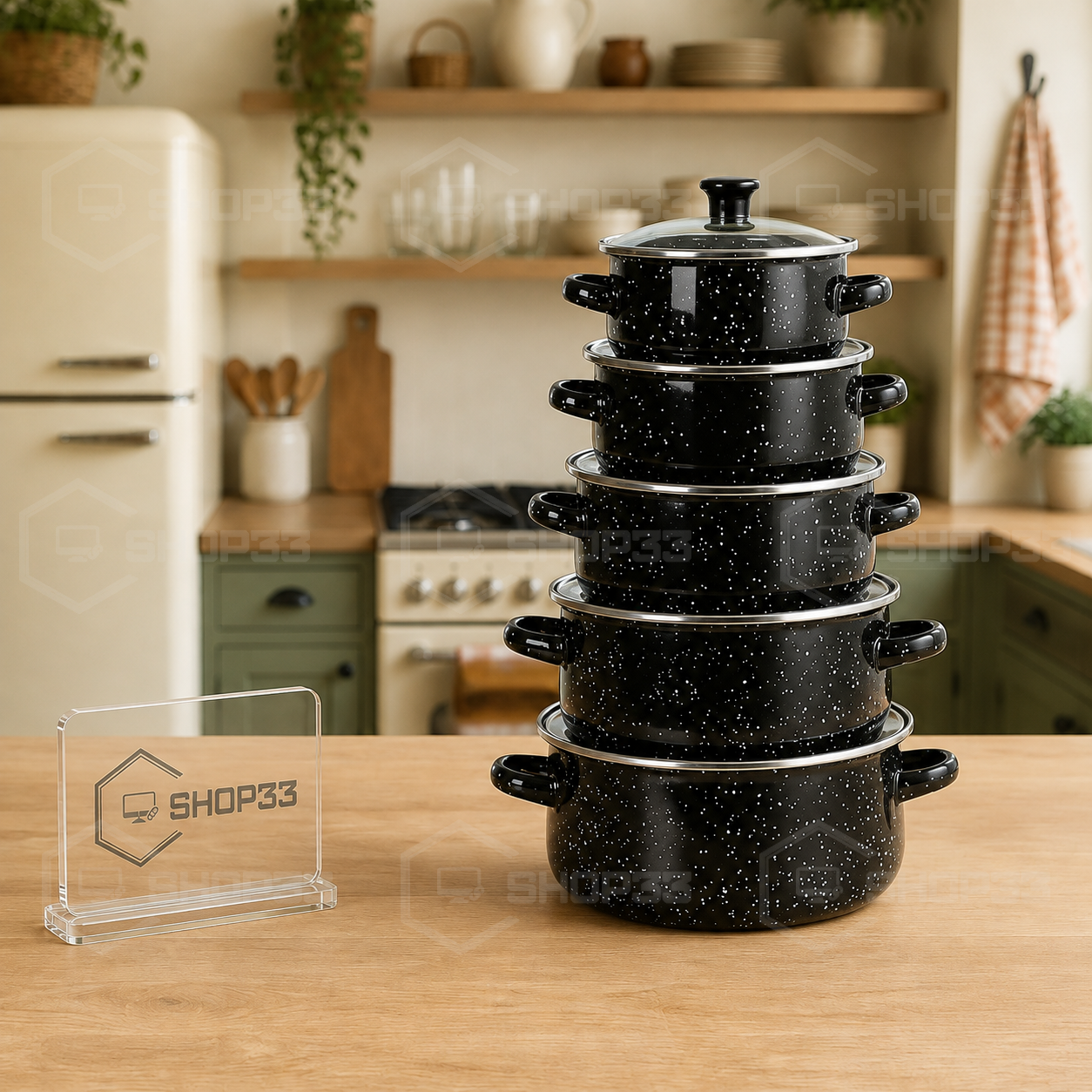 SET Emajliranih Šerpi Crni - Image 3