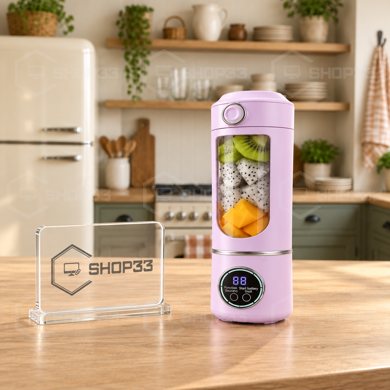 LCD Prenosivi Blender Roze USB - Image 3