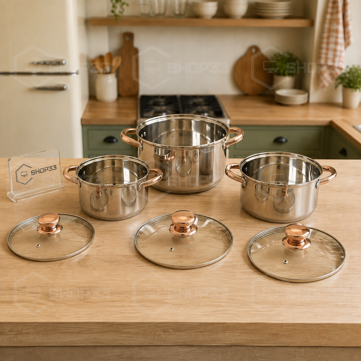SET Inox Lonaca sa Staklenim Poklopcima - Image 3