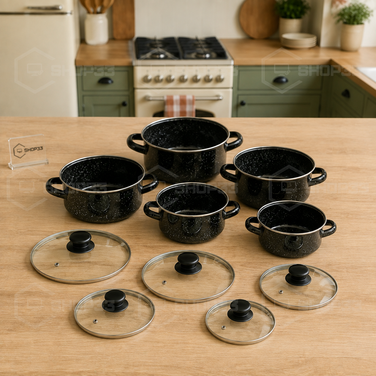 SET Emajliranih Šerpi Crni - Image 5