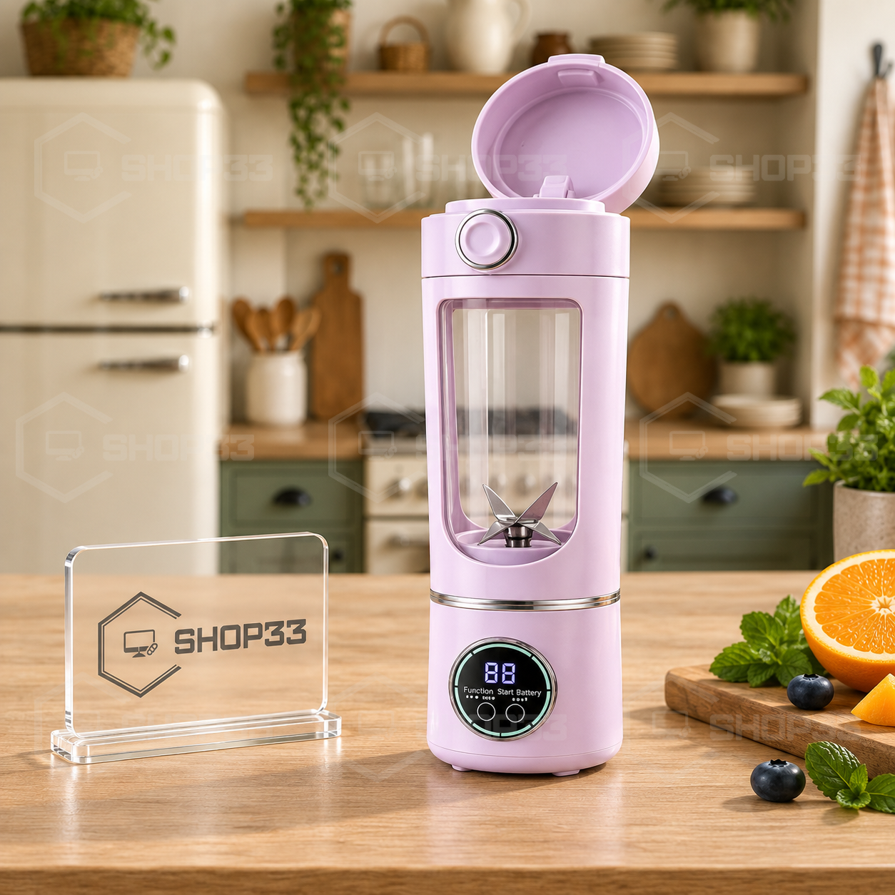 LCD Prenosivi Blender Roze USB - Image 4