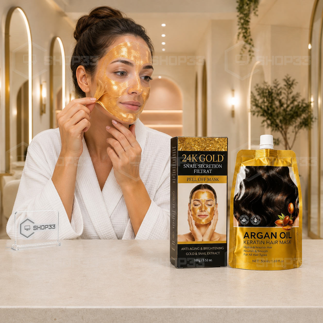 24K Gold Beauty Set za Kosu i Lice - Image 2