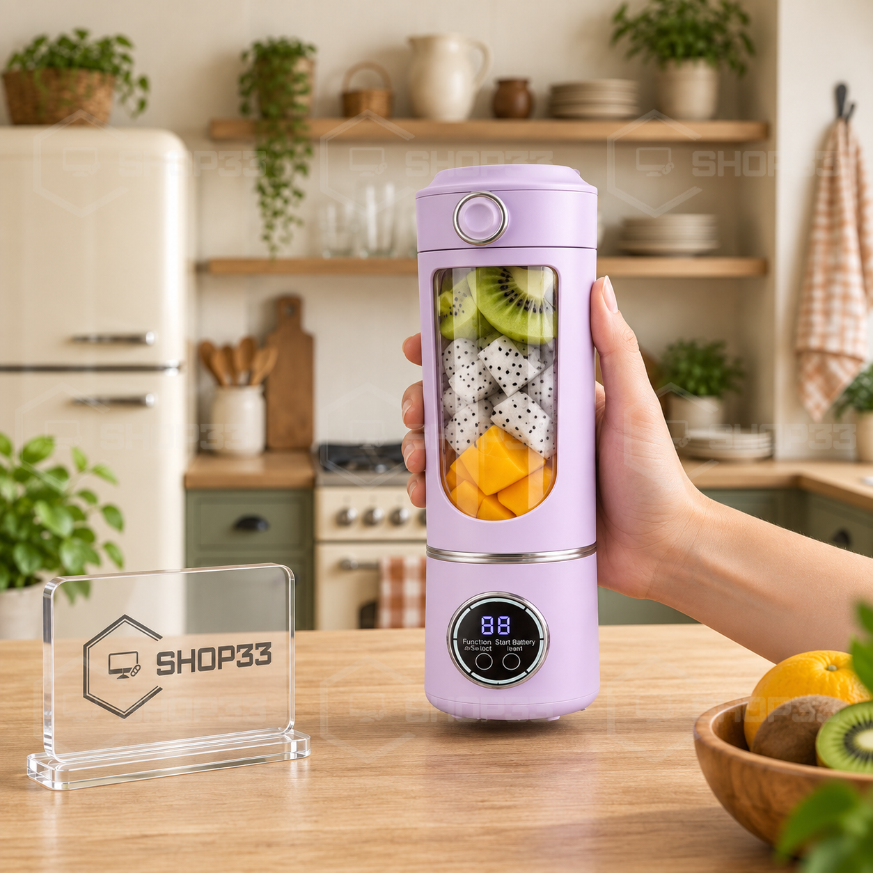 LCD Prenosivi Blender Roze USB - Image 2
