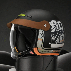 Moto Kaciga sa Vizirom – Retro Dizajn (Crna)