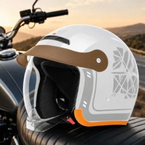 Moto Kaciga sa Vizirom – Retro Dizajn (Bela)