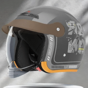 Moto Kaciga sa Vizirom – Retro Dizajn (Siva)