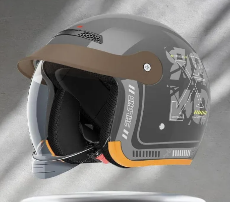 Moto Kaciga sa Vizirom – Retro Dizajn (Siva)