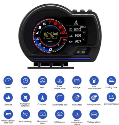 LCD Head-Up Displej OBD2+GPS sa Alarmom - Image 2